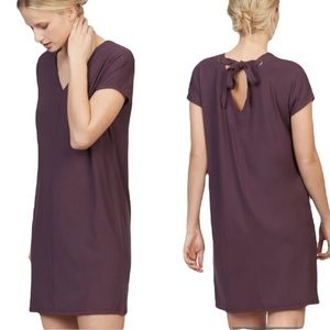 Lilla P Lace Back Purple Tie Neck Cutout Bow Detail Tunic T Shirt Dress - M